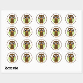 Sticker Rond Chouette verte (Feuille)