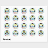 Sticker Rond Chouette verte/bleue (Feuille)