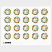 Sticker Rond Chouette vintage Joyeuse En Fleurs (Feuille)