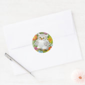 Sticker Rond Chouette vintage Joyeuse En Fleurs (Enveloppe)