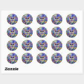 Sticker Rond Chouette Whimsical Avec Yeux Sapphire (Feuille)