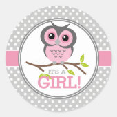 Sticker Rond Chouettes adorables C'est une fille (Devant)