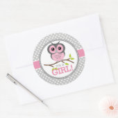 Sticker Rond Chouettes adorables C'est une fille (Enveloppe)