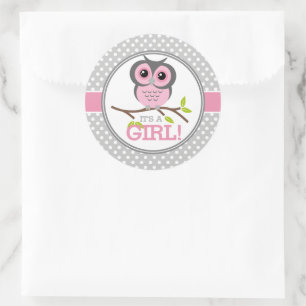 Sticker Rond Chouettes adorables C'est une fille