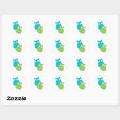 Sticker Rond Chouettes bleues et vertes (Feuille)