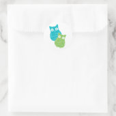 Sticker Rond Chouettes bleues et vertes (Sac)