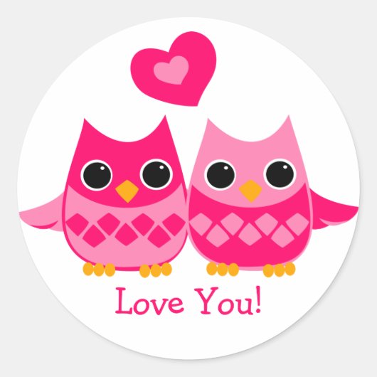 Sticker Rond Chouettes d'amour douces (Devant)