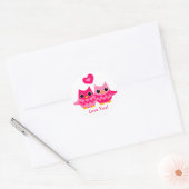Sticker Rond Chouettes d'amour douces (Enveloppe)