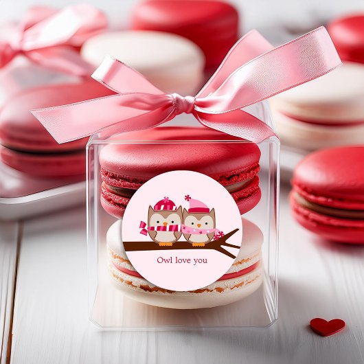 Sticker Rond Chouettes de la Saint-Valentin