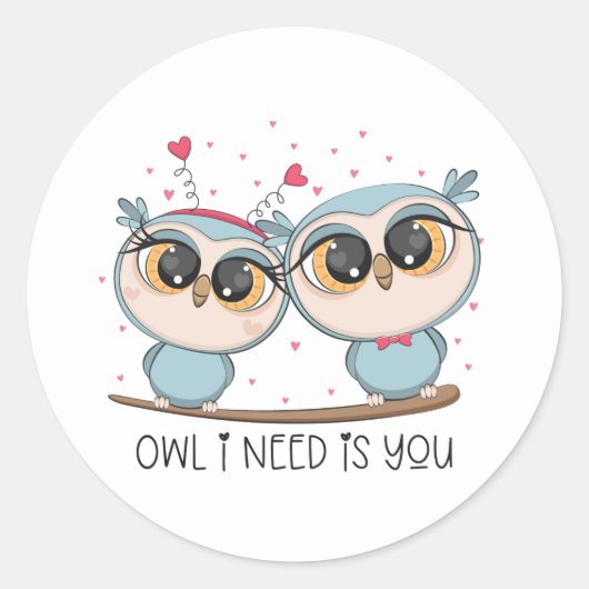 Sticker Rond Chouettes mignonnes en amour (Devant)