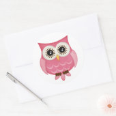 Sticker Rond Chouettes roses (Enveloppe)