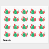 Sticker Rond Chouettes rouges et vertes (Feuille)