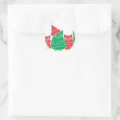 Sticker Rond Chouettes rouges et vertes (Sac)
