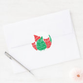 Sticker Rond Chouettes rouges et vertes (Enveloppe)