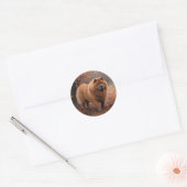 Sticker Rond Chow Chow à l'automne Feuilles automne Inspire (Enveloppe)
