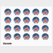 Sticker Rond Chow Chow Chien Conduisant Voiture En Neige (Feuille)
