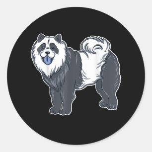 Sticker Rond Chow Chow Chien Et Ours De Panda, Chien Et Panda