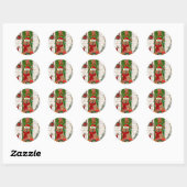 Sticker Rond Chow Chow Chien Noël (Feuille)