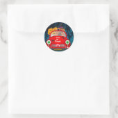 Sticker Rond Chow Chow Chig Conduire voiture effrayant Hallowee (Sac)