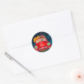Sticker Rond Chow Chow Chig Conduire voiture effrayant Hallowee (Enveloppe)