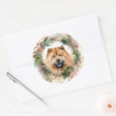 Sticker Rond chow chow Christmas Wreath Festive Pup (Enveloppe)