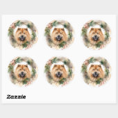 Sticker Rond chow chow Christmas Wreath Festive Pup (Feuille)