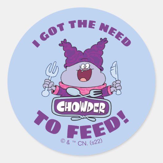 Sticker Rond Chowder With Fork and Knife (Devant)