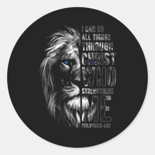 Sticker Rond Chrétien Je peux faire toutes choses par le lion d