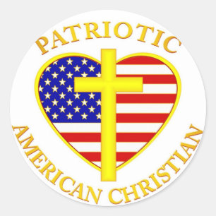 STICKER ROND CHRÉTIEN PATRIOTIQUE AMÉRICAIN