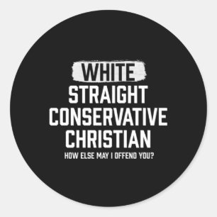 Sticker Rond Chrétien radical conservateur blanc
