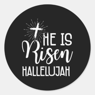 Sticker Rond Chrétiens de Pâques Jésus est ressuscité Alléluia