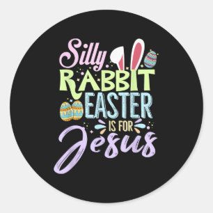 Sticker Rond Chrétiens Mignonne Lapin Silencieux Lapin Pâques