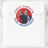 Sticker Rond Chris Christie Pour Président 2016 (Sac)