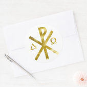 Sticker Rond Chrisme Alpha Oméga Or-2 (Enveloppe)