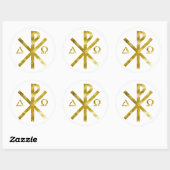 Sticker Rond Chrisme Alpha Oméga Or-2 (Feuille)