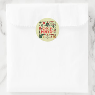 Sticker Rond Chrismukkah Hanoukka Noël Juif Religieux