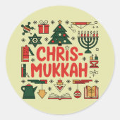 Sticker Rond Chrismukkah Hanoukka Noël Juif Religieux (Devant)