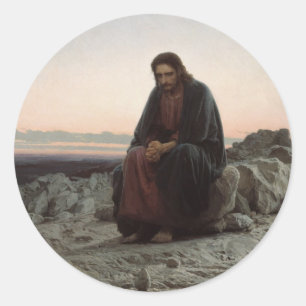 Sticker Rond Christ dans le désert