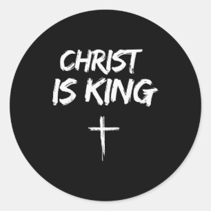 Sticker Rond Christ est roi Jésus catholique chrétien Christian