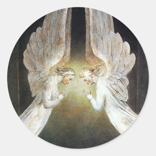 Sticker Rond Christ Gardé par les Anges par William Blake (Devant)