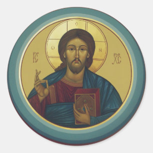 Sticker Rond Christ Pantocrator byzantin Mosaïque ronde Art