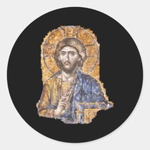 Sticker Rond Christ Pantocrator Icône Hagia Sophia Catholique G
