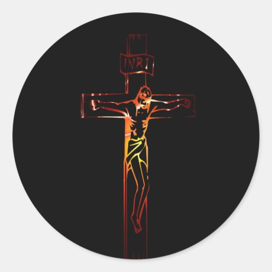 Sticker Rond Christ sur croix Black Edition (Devant)