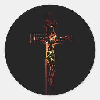 Sticker Rond Christ sur croix Black Edition