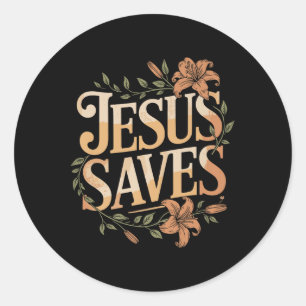 Sticker Rond Christan Jésus économise Premium