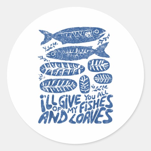 Sticker Rond Christian 2 Fishes 5 Breads 5000 Against  (Devant)