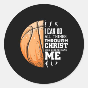 Sticker Rond Christian Basketball Je peux faire toutes les chos