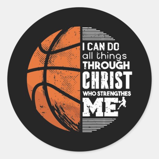 Sticker Rond Christian Basketball Love All Things I Can Do (Devant)