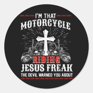 Sticker Rond Christian Biker Je suis cette moto chevauchant Jés