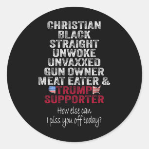Sticker Rond Christian Black Droght Trump Supporter Unwoke Un